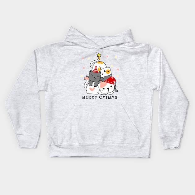 Merry Catmas Kids Hoodie by stark.shop